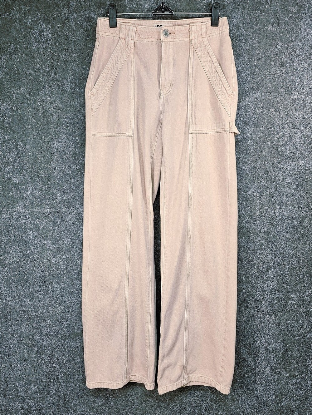 SO Wide Leg Trouser Jeans, Soft Cotton Twill, Faded Peach/Pink, Size 1